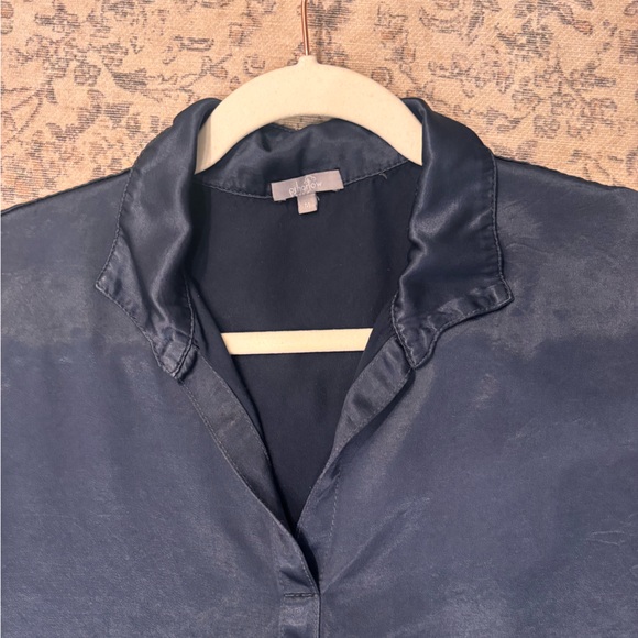 Pj Harlow Navy Women's Satin Pajama Top - Picture 4 of 9